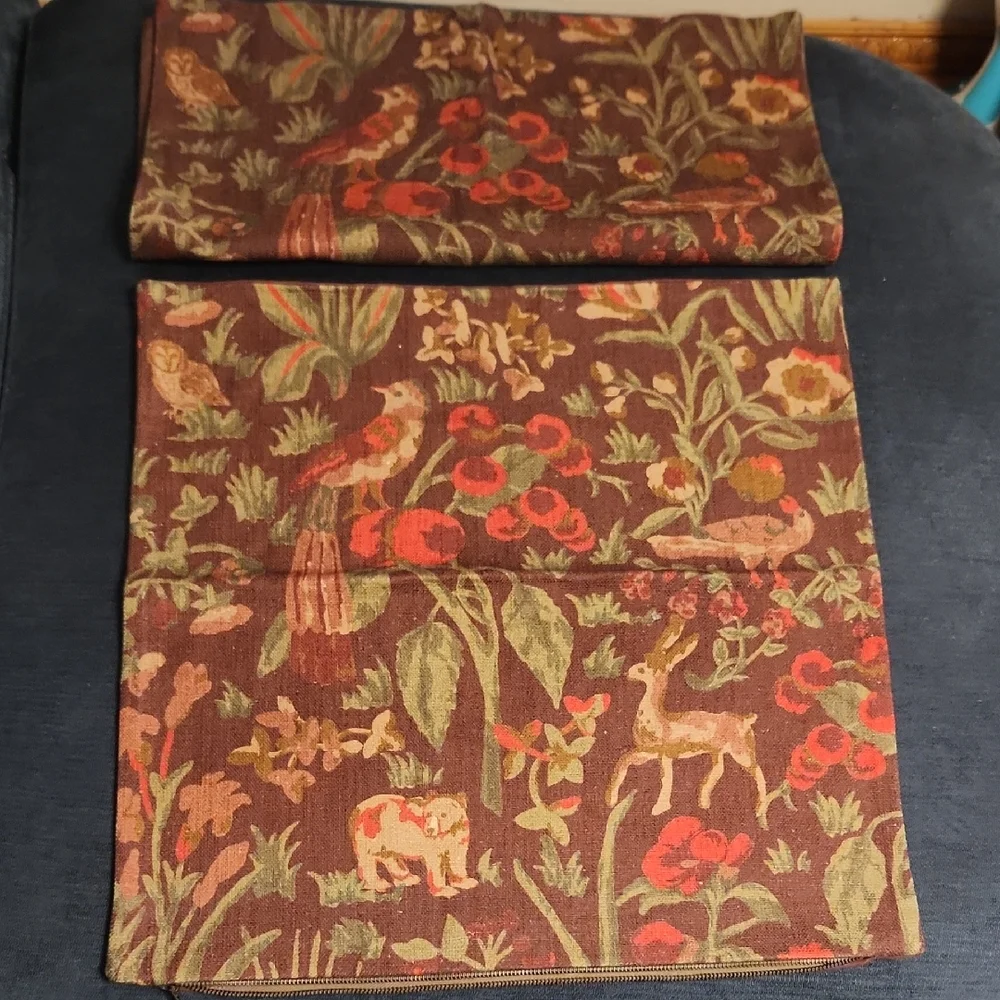 Pair Of West Elm Maroon  Animal Birds Print Decorative Pillow Cover 20